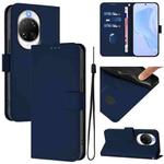 For Huawei nova 14 Ultra Skin Feel Solid Color Leather Phone Case with Lanyard(Navy Blue)