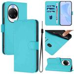 For Huawei nova 14 Ultra Skin Feel Solid Color Leather Phone Case with Lanyard(Lake Blue)
