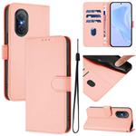 For Honor 50 SE / Huawei nova 9 SE Skin Feel Solid Color Leather Phone Case with Lanyard(Pink)