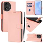 For Honor Play 50 Skin Feel Solid Color Leather Phone Case with Lanyard(Pink)