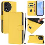 For Honor Play 50 Skin Feel Solid Color Leather Phone Case with Lanyard(Lemon Yellow)