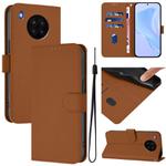 For Honor 50 Lite / Huawei nova 8i Skin Feel Solid Color Leather Phone Case with Lanyard(Brown)