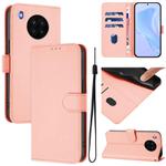 For Honor 50 Lite / Huawei nova 8i Skin Feel Solid Color Leather Phone Case with Lanyard(Pink)