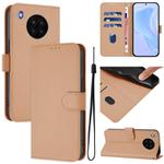 For Honor 50 Lite / Huawei nova 8i Skin Feel Solid Color Leather Phone Case with Lanyard(Nude)