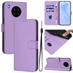 For Honor 50 Lite / Huawei nova 8i Skin Feel Solid Color Leather Phone Case with Lanyard(Lavender Purple)
