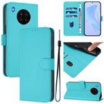 For Honor 50 Lite / Huawei nova 8i Skin Feel Solid Color Leather Phone Case with Lanyard(Lake Blue)