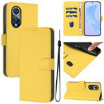 For Honor 50 Pro / Huawei nova 9 Pro Skin Feel Solid Color Leather Phone Case with Lanyard(Lemon Yellow)