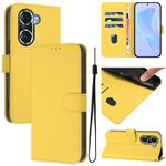 For Honor 60 Pro Skin Feel Solid Color Leather Phone Case with Lanyard(Lemon Yellow)