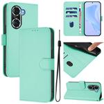 For Honor 60 Pro Skin Feel Solid Color Leather Phone Case with Lanyard(Mint Green)