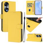 For Honor 70 Skin Feel Solid Color Leather Phone Case with Lanyard(Lemon Yellow)