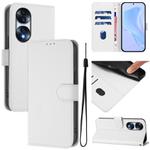 For Honor 70 Pro Skin Feel Solid Color Leather Phone Case with Lanyard(White)