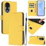For Honor 80 Skin Feel Solid Color Leather Phone Case with Lanyard(Lemon Yellow)