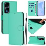 For Honor 80 GT Skin Feel Solid Color Leather Phone Case with Lanyard(Green)