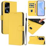For Honor 80 GT Skin Feel Solid Color Leather Phone Case with Lanyard(Lemon Yellow)