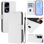 For Honor 80 GT Skin Feel Solid Color Leather Phone Case with Lanyard(White)