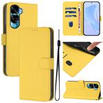 For Honor 90 Lite / X50i Skin Feel Solid Color Leather Phone Case with Lanyard(Lemon Yellow)