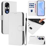 For Honor 90 Pro Skin Feel Solid Color Leather Phone Case with Lanyard(White)