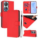 For Honor 90 Smart / X7b 5G / 4G Skin Feel Solid Color Leather Phone Case with Lanyard(Red)