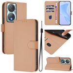 For Honor 90 Smart / X7b 5G / 4G Skin Feel Solid Color Leather Phone Case with Lanyard(Nude)