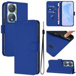 For Honor 90 Smart / X7b 5G / 4G Skin Feel Solid Color Leather Phone Case with Lanyard(Dark Blue)
