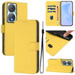 For Honor 90 Smart / X7b 5G / 4G Skin Feel Solid Color Leather Phone Case with Lanyard(Lemon Yellow)