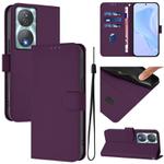 For Honor 90 Smart / X7b 5G / 4G Skin Feel Solid Color Leather Phone Case with Lanyard(Violet)