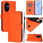 For Honor 200 Skin Feel Solid Color Leather Phone Case with Lanyard(Orange)