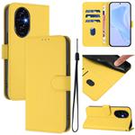 For Honor 200 Skin Feel Solid Color Leather Phone Case with Lanyard(Lemon Yellow)