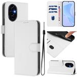 For Honor 200 Skin Feel Solid Color Leather Phone Case with Lanyard(White)