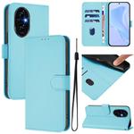 For Honor 200 Skin Feel Solid Color Leather Phone Case with Lanyard(Sky Blue)