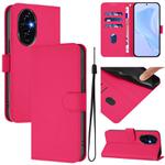 For Honor 200 Pro Skin Feel Solid Color Leather Phone Case with Lanyard(Rose Red)