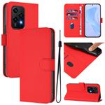 For Honor 200 Lite Global Skin Feel Solid Color Leather Phone Case with Lanyard(Red)
