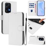For Honor 200 Lite Global Skin Feel Solid Color Leather Phone Case with Lanyard(White)