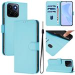For Honor 200 Smart Skin Feel Solid Color Leather Phone Case with Lanyard(Sky Blue)