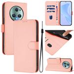 For Honor Magic5 Pro Skin Feel Solid Color Leather Phone Case with Lanyard(Pink)