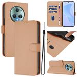 For Honor Magic5 Pro Skin Feel Solid Color Leather Phone Case with Lanyard(Nude)
