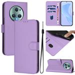 For Honor Magic5 Pro Skin Feel Solid Color Leather Phone Case with Lanyard(Lavender Purple)