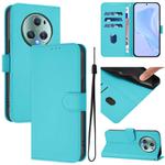 For Honor Magic5 Pro Skin Feel Solid Color Leather Phone Case with Lanyard(Lake Blue)