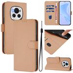 For Honor Magic6 Skin Feel Solid Color Leather Phone Case with Lanyard(Nude)