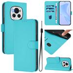 For Honor Magic6 Skin Feel Solid Color Leather Phone Case with Lanyard(Lake Blue)