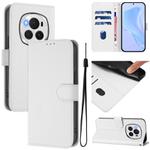 For Honor Magic6 Pro Skin Feel Solid Color Leather Phone Case with Lanyard(White)