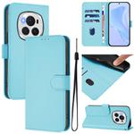 For Honor Magic6 Pro Skin Feel Solid Color Leather Phone Case with Lanyard(Sky Blue)