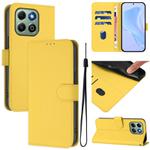 For Honor X6b 4G Skin Feel Solid Color Leather Phone Case with Lanyard(Lemon Yellow)