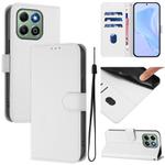 For Honor X6b 4G Skin Feel Solid Color Leather Phone Case with Lanyard(White)