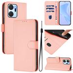 For Honor X7a 4G / Play7T 5G Skin Feel Solid Color Leather Phone Case with Lanyard(Pink)