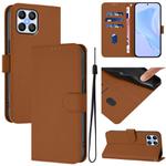 For Honor X8 5G / X6 4G / 70 Lite 5G Skin Feel Solid Color Leather Phone Case with Lanyard(Brown)