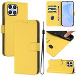 For Honor X8 5G / X6 4G / 70 Lite 5G Skin Feel Solid Color Leather Phone Case with Lanyard(Lemon Yellow)