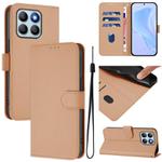 For Honor X8b 4G Skin Feel Solid Color Leather Phone Case with Lanyard(Nude)