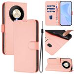 For Honor X9b / Magic6 Lite 5G Skin Feel Solid Color Leather Phone Case with Lanyard(Pink)