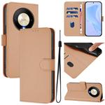 For Honor X9b / Magic6 Lite 5G Skin Feel Solid Color Leather Phone Case with Lanyard(Nude)